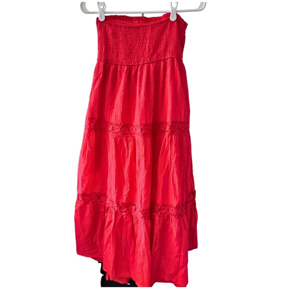 Red Maxi Dress Size 6 | Boho Summer | Smocked Top - Picture 3 of 6